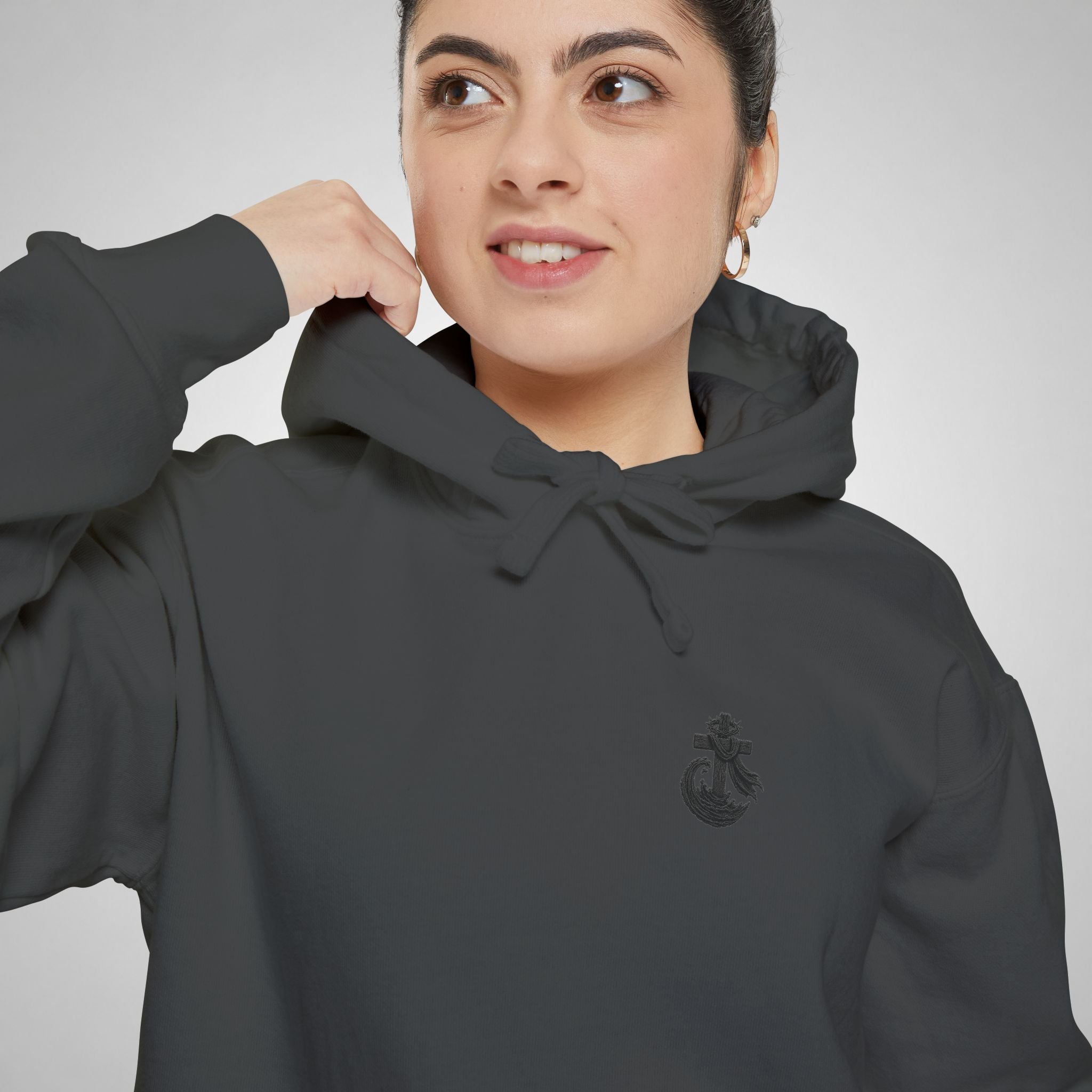 Living Waters Core Emblem Hoodie — Pepper