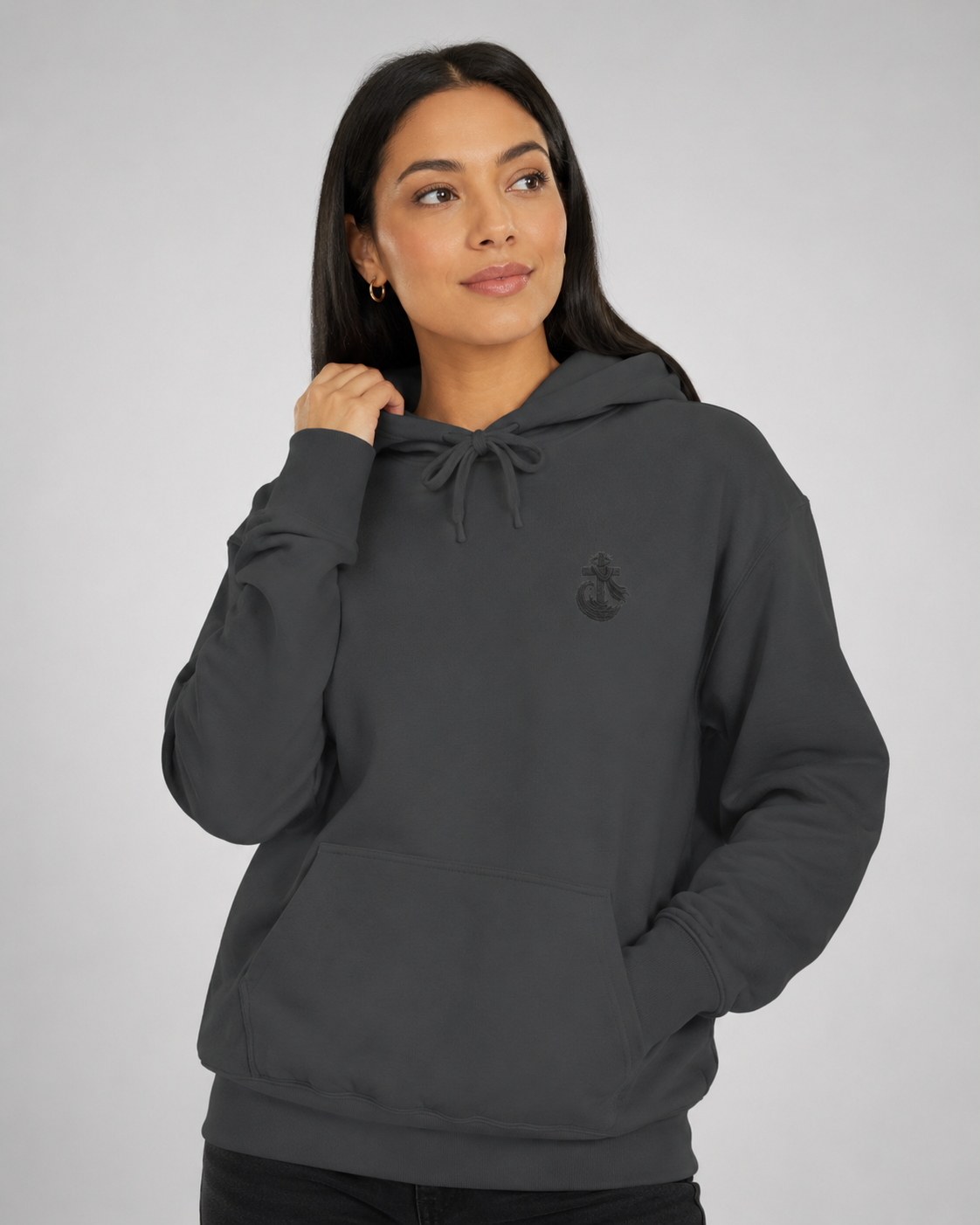 Living Waters Core Emblem Hoodie — Pepper