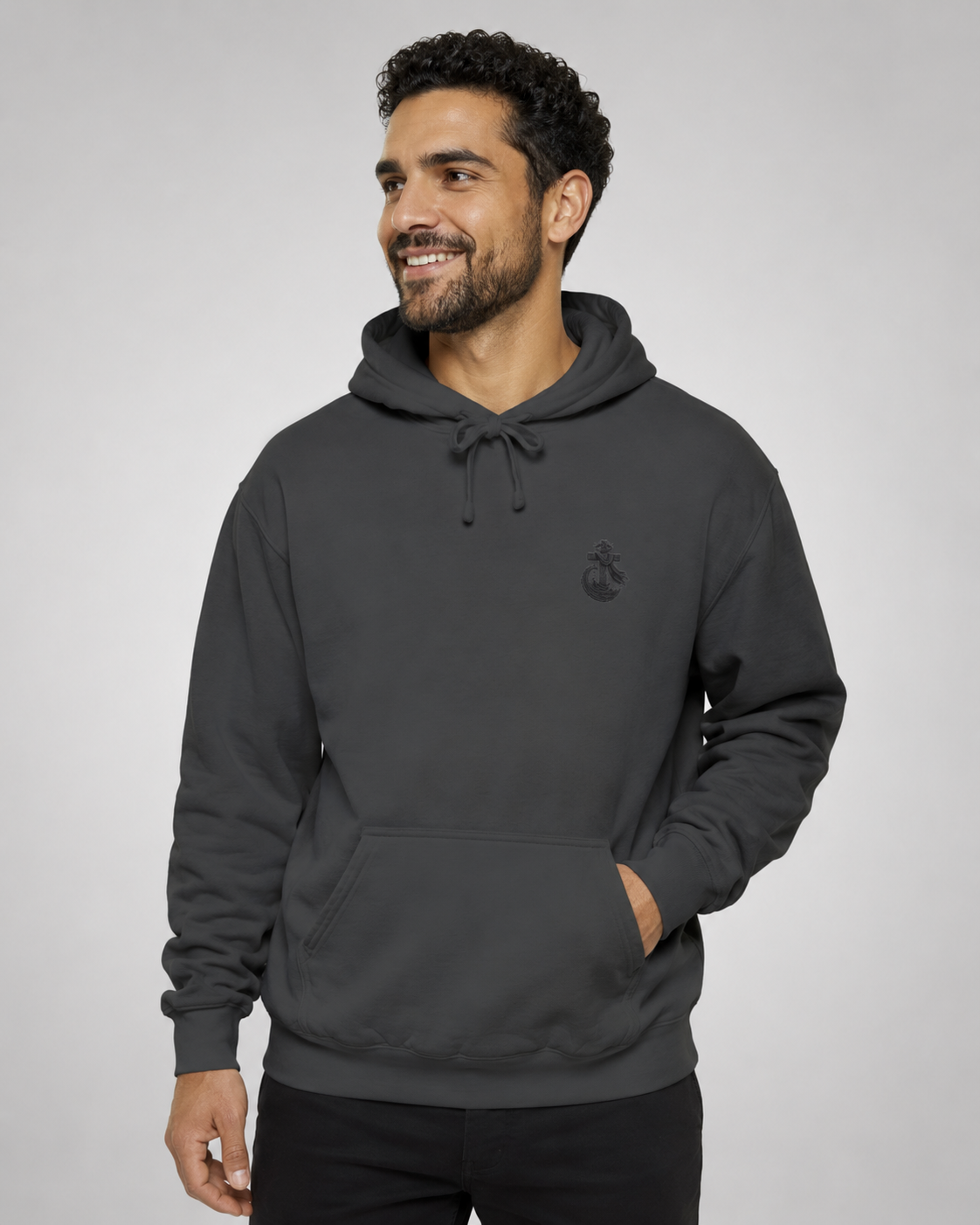 Living Waters Core Emblem Hoodie — Pepper